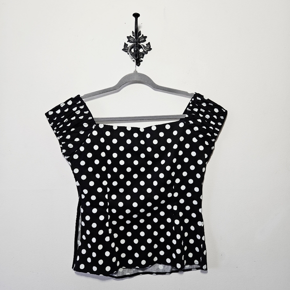 Collectif Black and White Polka Dot Blouse - Picture 3 of 4